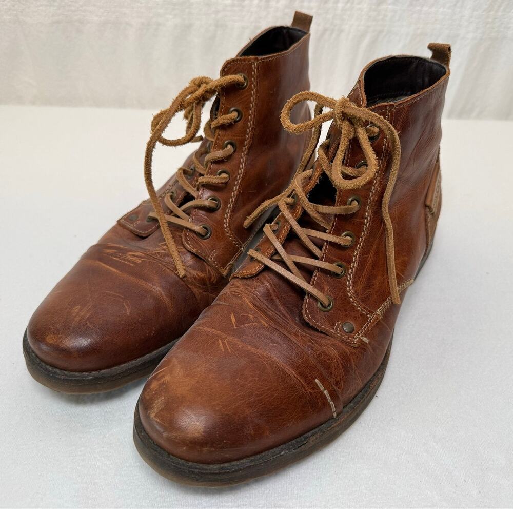 Bull Boxer Men's Delden Brown Leather Lace Up Boots, Size US 9/EU 42